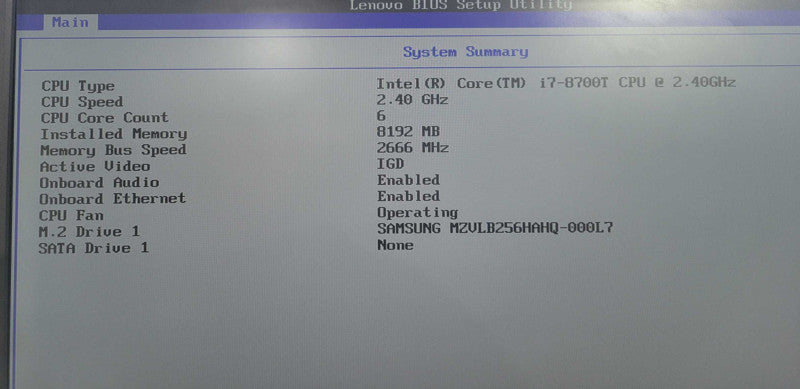 ThinkCentre M920q USFF i7- 8700T CPU @ 2.40GHz 8GB DDR4 RaM !