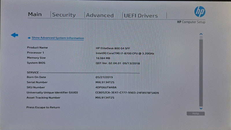 HP EliteDesk 800 G4 SFF i7-8700 @ 3.20GHz 16GB DDR4 No HDD/OS *READ* )