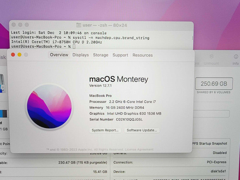 Apple Macbook Pro 2018 15\\" Core i7-8750H @ 2.2GHz 16GB DDR4 250GB SSD Radeon Pro 555X 4GB (