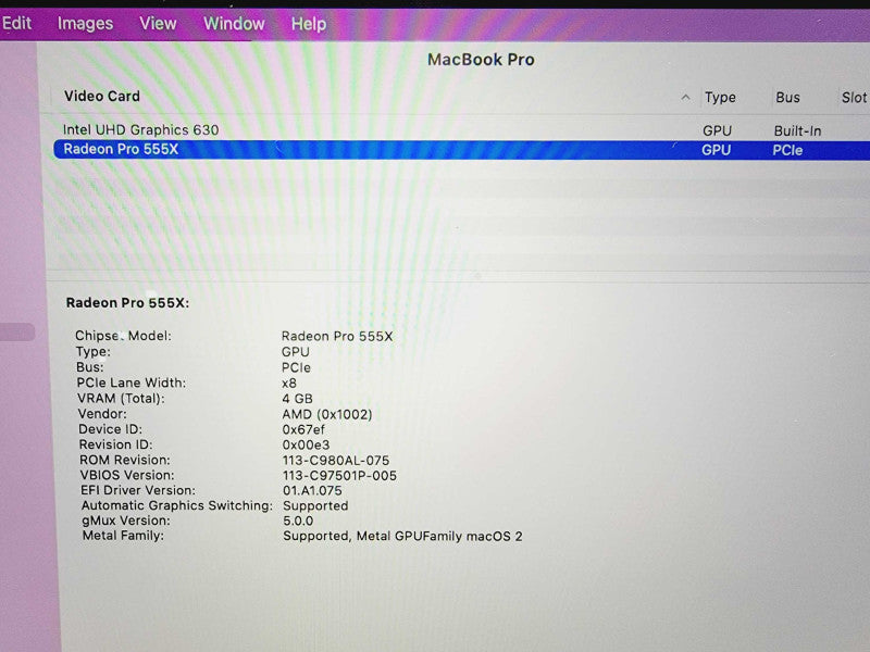 Apple Macbook Pro 2018 15\\" Core i7-8750H @ 2.2GHz 16GB DDR4 250GB SSD Radeon Pro 555X 4GB [Read] (