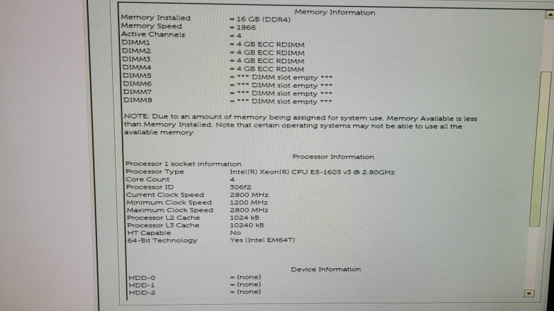 Dell Precision T5810 - E5-1603 v3 | 16GB RAM | NO HDD %