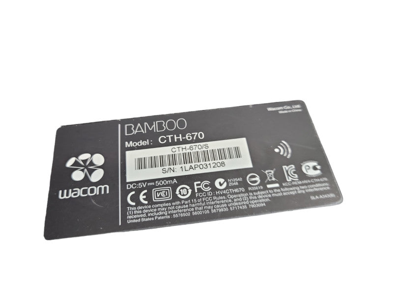 Wacom Bamboo  CTH-670 Touch Drawing Graphics Tablet  &