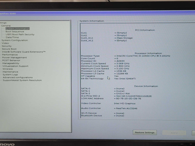 Dell OptiPlex 5080 SFF i5-10500 3.10GHz 16GB DDR4 512GB SSD, READ _