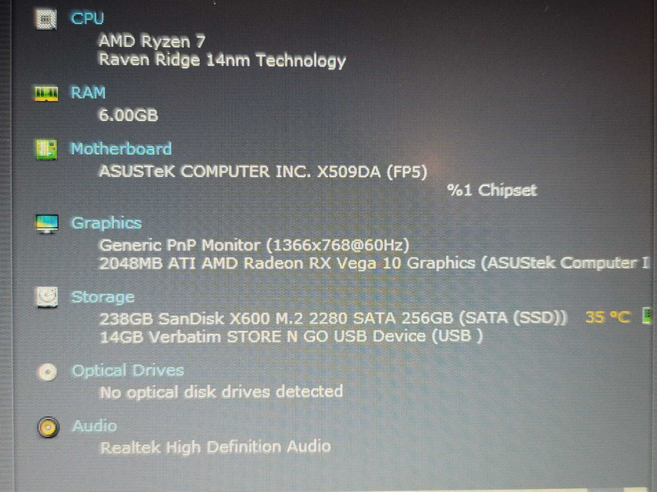 ASUS VivoBook M509D Ryzen 7 3700U 8GB RAM 256GB SSD  β BudLap