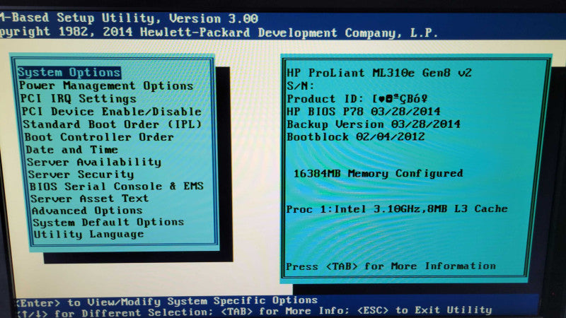 HP PL ML310e Gen8 v2- Xeon E3-1220 v3 | 16GB RAM | B120i RAID %