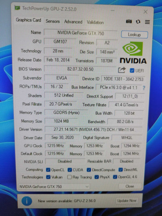 EVGA NVIDIA GTX 750 SC 1GB  %