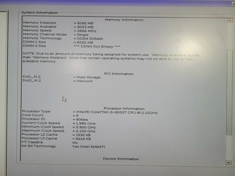 Dell OptiPlex 5060 USFF i5-8500T @ 2.10GHz 8GB DDR4 256GB M.2 + Adapter !