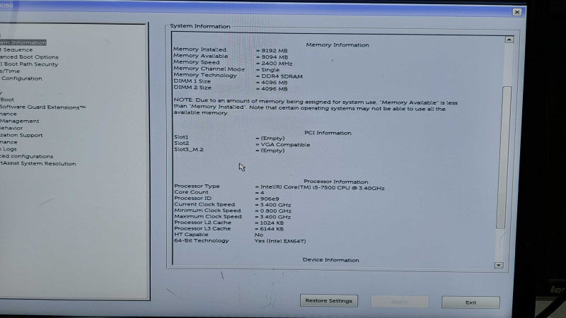 Dell Optiplex 3050 SFF I5-7500 @ 3.40ghz / 8gb ram / Quadro K1200 GPU #