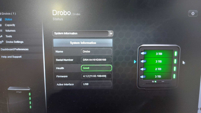 Drobo Gen 3 4-bay DAS External Storage USB 3.0 Model DDR3-A (11TB 4x drives) #