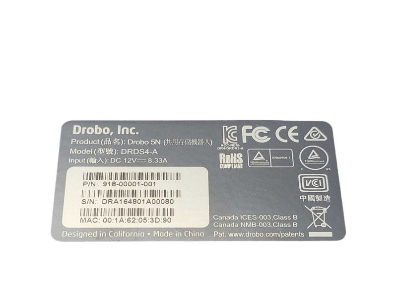 Drobo 5N DRDS4-A Gigabit Ethernet 5-Bay Network Attached Storage, READ _