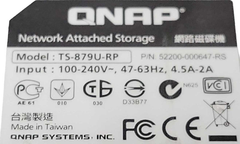 QNAP TS-879U-RP 8 Bay NAS.w/ 2x HDD Caddys NO HDD READ _