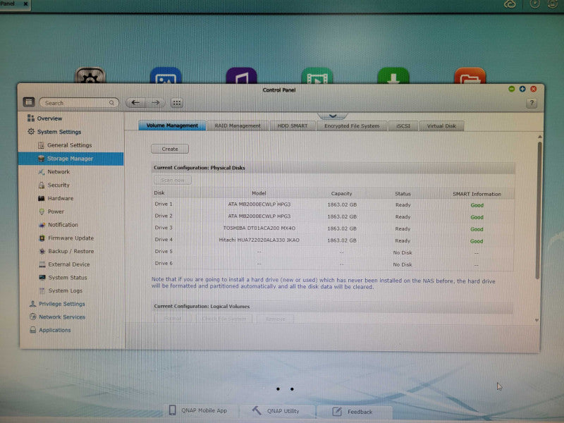 QNAP TS-659 Pro+ 6 Bay NAS, Intel Atom CPU, 4x 2TB HDDs, Factory reset _