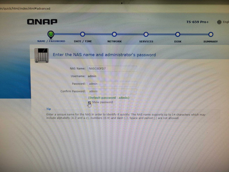 QNAP TS-659 Pro+ 6 Bay NAS, Intel Atom CPU, 4x 2TB HDDs, Factory reset _
