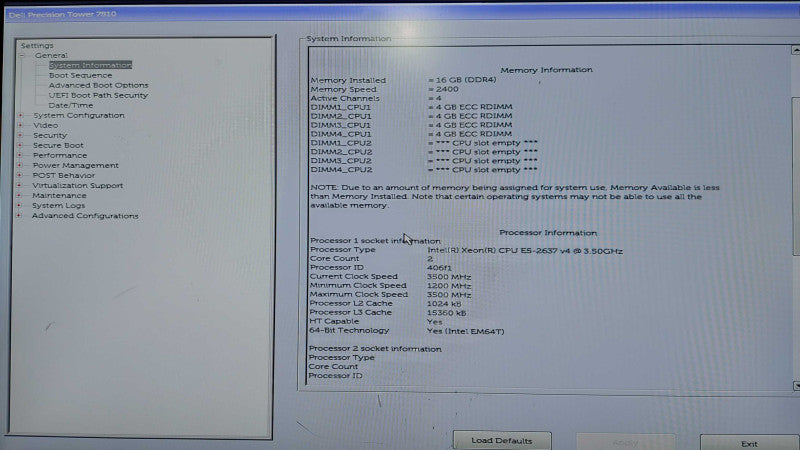 Dell Precision T7810 Xeon E5-2637 V4 @ 3.50ghz / 16gb ram / Quadro K2200 #