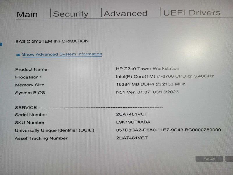 HP Z240  Workstation i7- 6700 CPU @ 3.40GHz 16GB DDR4 RAM !