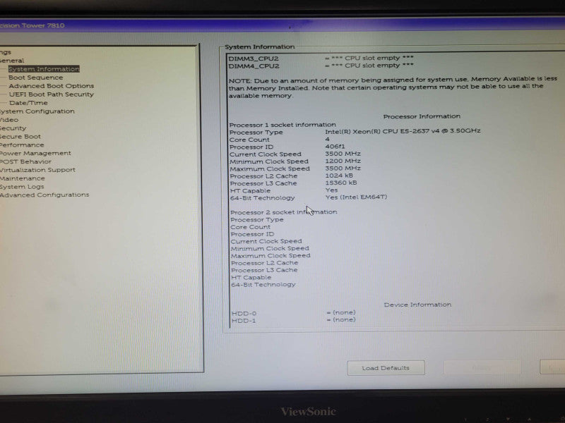 Dell Precision T7810 1x Xeon E5-2637v4 3.5GHz 16GB DDR4 Quadro M2000 _