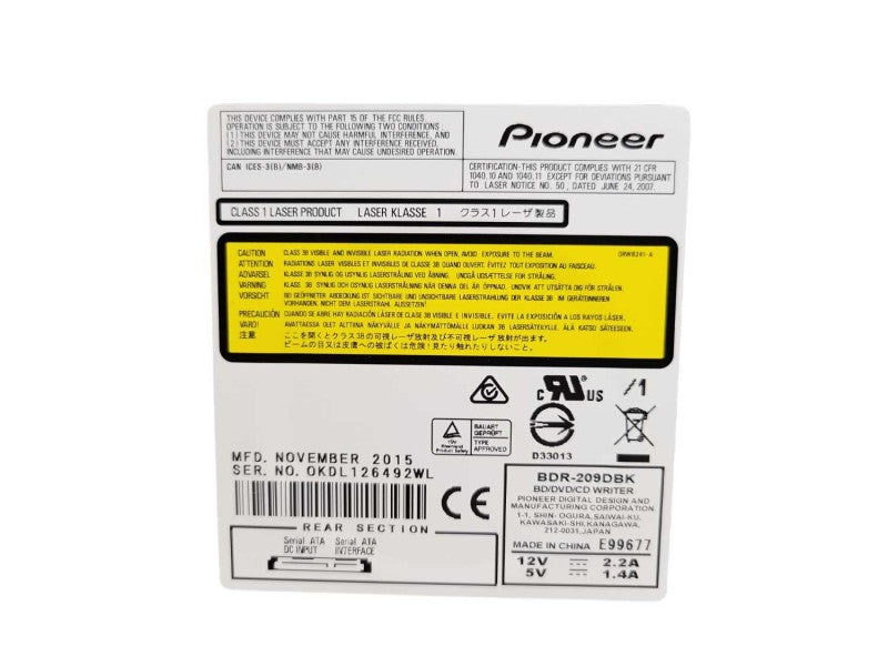 Pioneer BDR-209DBK BluRay Optical 16x Internal BD/DVD/CD Burner SATA Q%