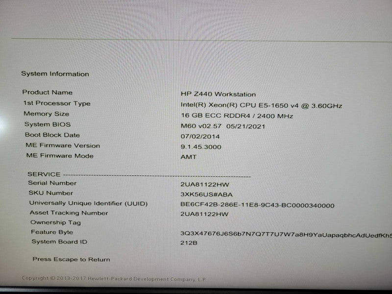 HP Z440 - Xeon E5-1650 v4 | 16GB RAM | NO HDD %