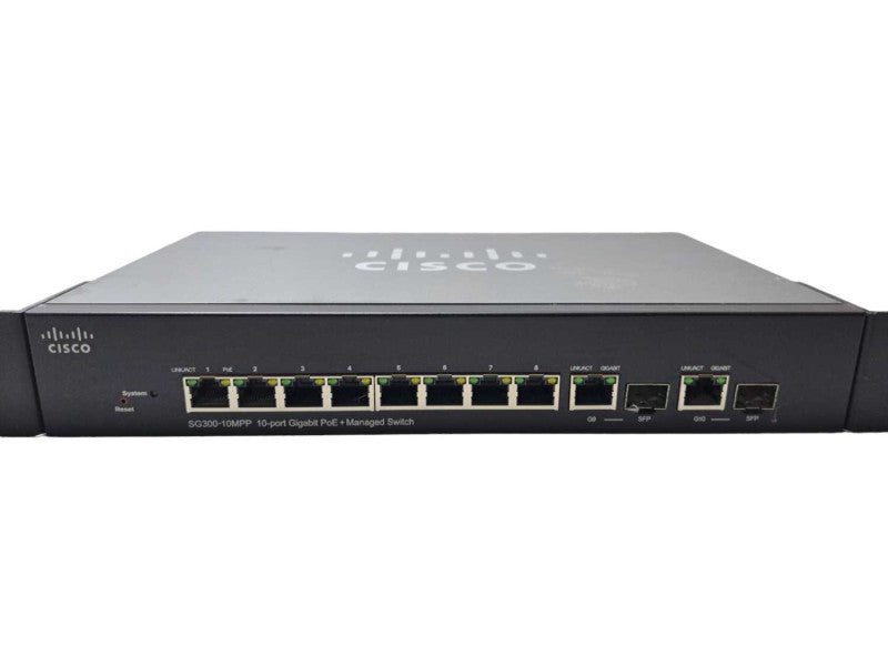 Cisco SG300-10MPP | 10 Port Gigabit PoE+ | 2x SFP Managed Ethernet Switch )