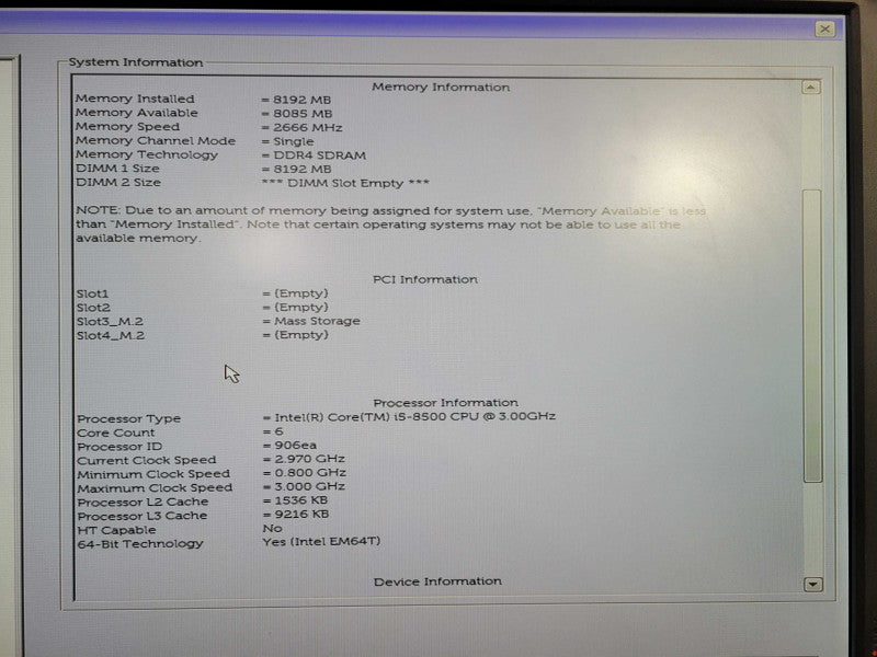 Dell OptiPlex 3060 SFF | i5-8500 @ 3.00GHz 8GB DDR4 256GB M.2 !