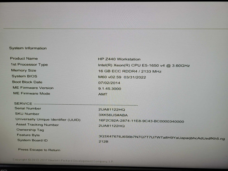 HP Z440 - Xeon E5-1650 v4 | 16GB RAM | NO HDD %\t %
