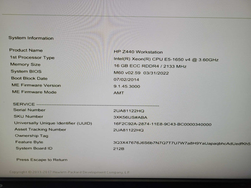 HP Z440 - Xeon E5-1650 v4 | 16GB RAM | NO HDD %\t %