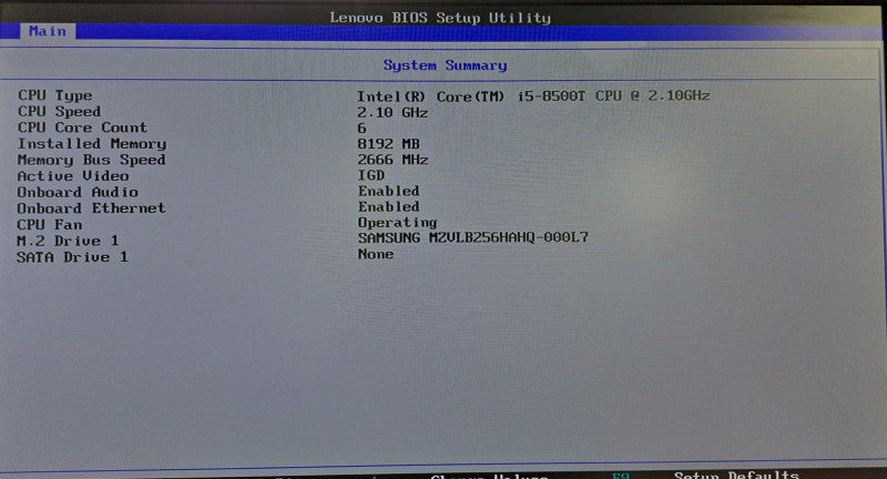 Lenovo M920q USFF | i5-8500T @ 2.10GHz 8GB DDR4 256GB M.2 + Adapter )