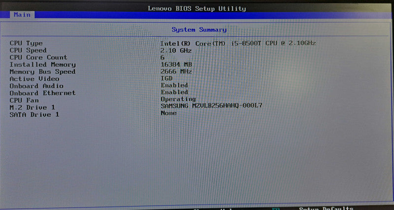 Lenovo M920q USFF | i5-8500T @ 2.10GHz 16GB DDR4 256GB M.2 + Adapter )