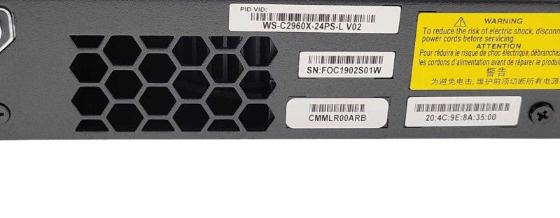 Open-Box Cisco WS-C2960X-24PS-L Catalyst 24 Port GigE PoE 370W, READ _