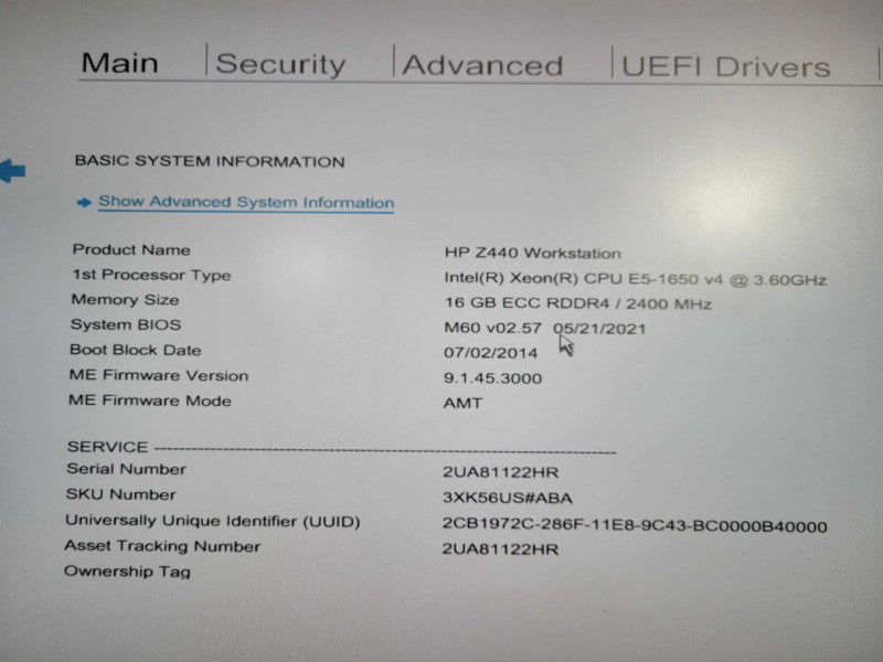 HP Z440 Workstation | Xeon E5-1650 v4 @ 3.60GHz 16GB DDR4 No HDD QUADRO K4000 !