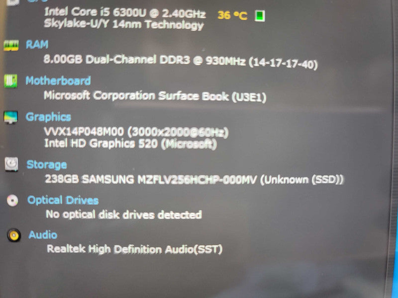 Microsoft Surface Book | i5-6300U | 8GB DDR3| 256GB m.2  Î²
