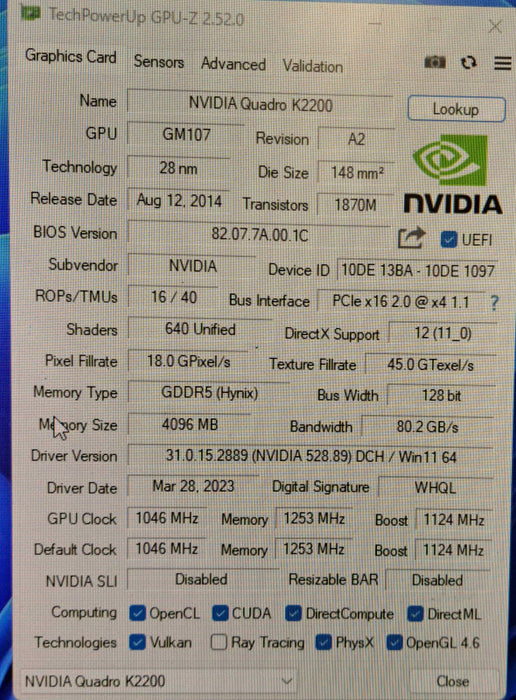 NVIDIA Quadro K2200 4GB GDDR5 PCIe 2.0 x16 Graphics Card | DisplayPort, DVI )