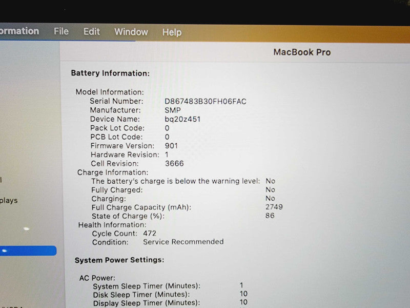 Apple Macbook Pro 2017 13\\" Core i5-7360U @ 2.3GHz 8GB DDR3 250GB SSD [Read] (