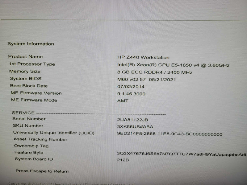 HP Z440 - Xeon E5-1650 v4 | 8GB RAM | NO HDD %