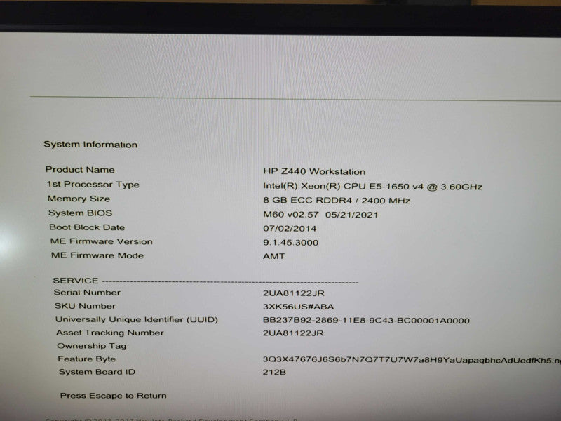 HP Z440 - Xeon E5-1650 v4 | 8GB RAM | NO HDD %