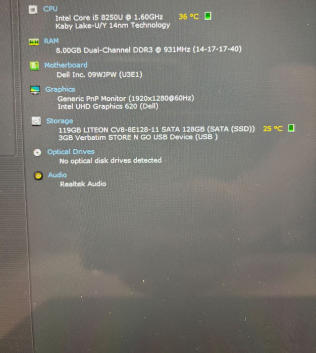 DELL Latitude 5290 2-in-1 Intel Core i5-8250U @1.80GHz 8GB RAM 128 GB SSD