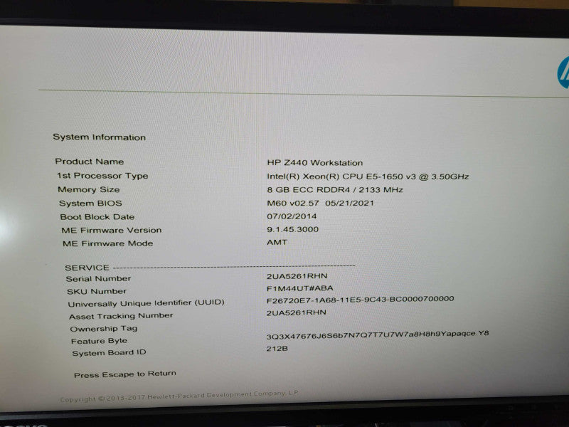 HP Z440 - Xeon E5-1650 v3 | 8GB RAM | NO HDD %