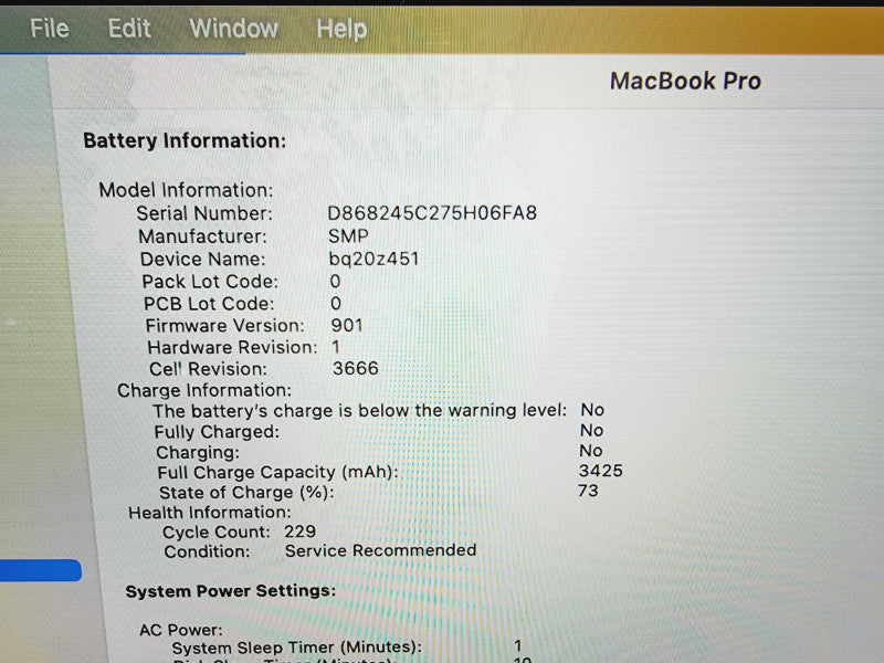 Apple Macbook Pro 2017 13\\" Core i5-7360U @ 2.3GHz 8GB DDR3 250GB SSD [Read] (