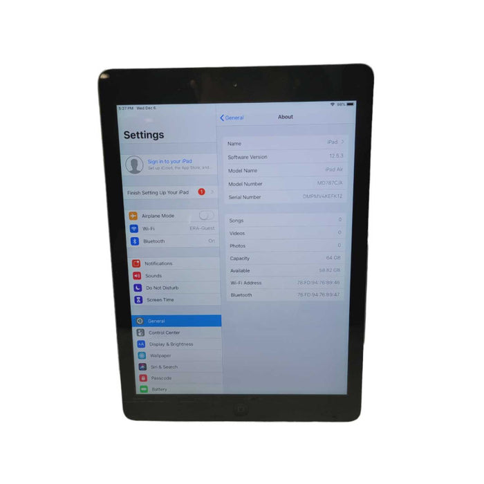 Basic Apple iPad Air 1st gen 64GB UNLOCKED Black A1474  Q-