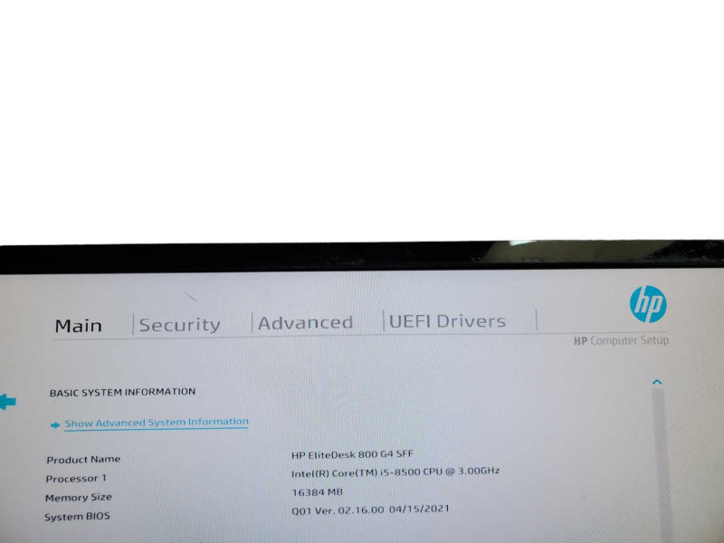HP EliteDesk 800 G4 SFF i5 - 8500 CPU @ 3.00GHz 16GB DDR4 Ram NO HDD QÎ¸