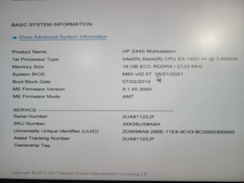 HP Z440 Workstation | Xeon E5-1650 v4 @ 3.60GHz 16GB DDR4 No HDD QUADRO K4000 !