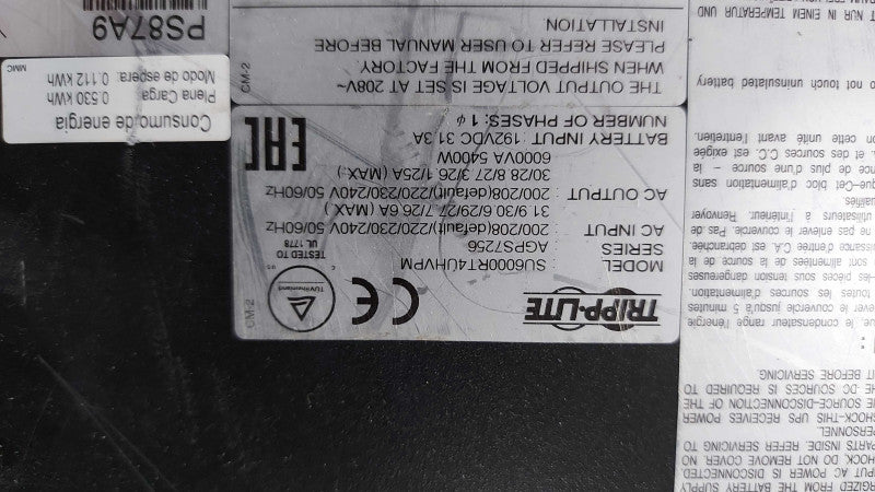 Tripp-Lite SU6000RT4UHVPM Smart 6000VA Power Module / Battery PB192V12-3U #