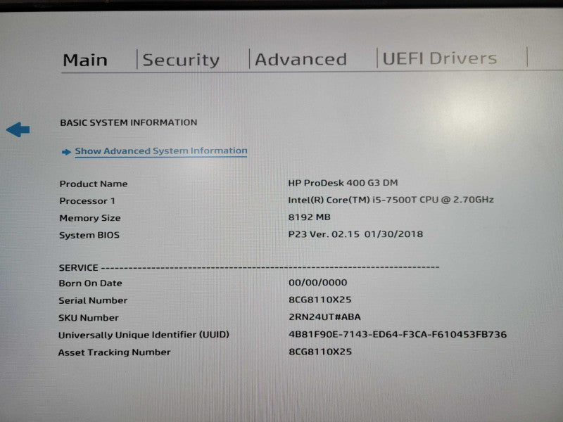 HP ProDesk 400 G3 USFF i5-7500T @ 2.70GHz 8GB DDR4 250GB SSD !