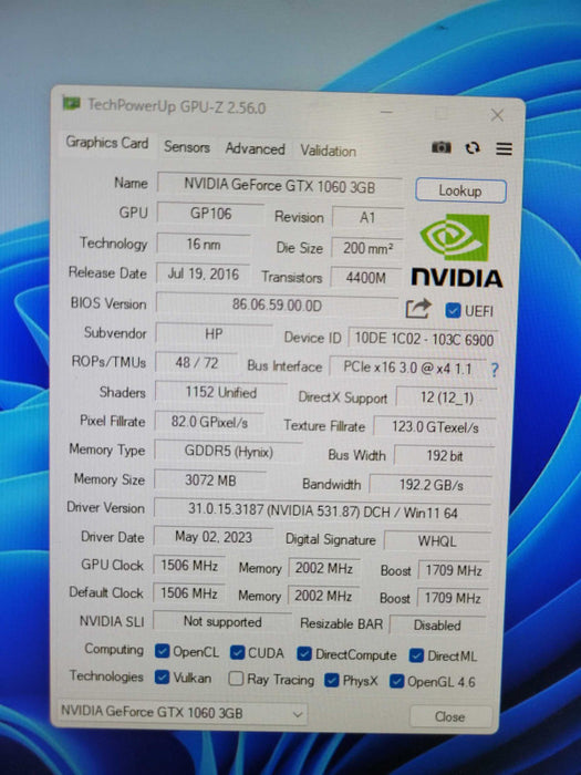 HP NVIDIA GTX 1060 3GB Q%