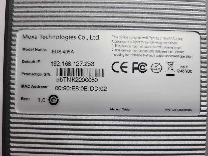 Moxa EDS-405A EtherDevices Switch, READ Q_