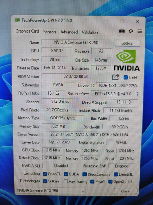 EVGA NVIDIA GTX 750 1GB %
