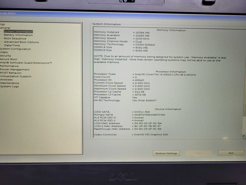 Dell Latitude 5414 - Core i5-6300U | 16GB | 512GB SSD | PWR ADPTR %