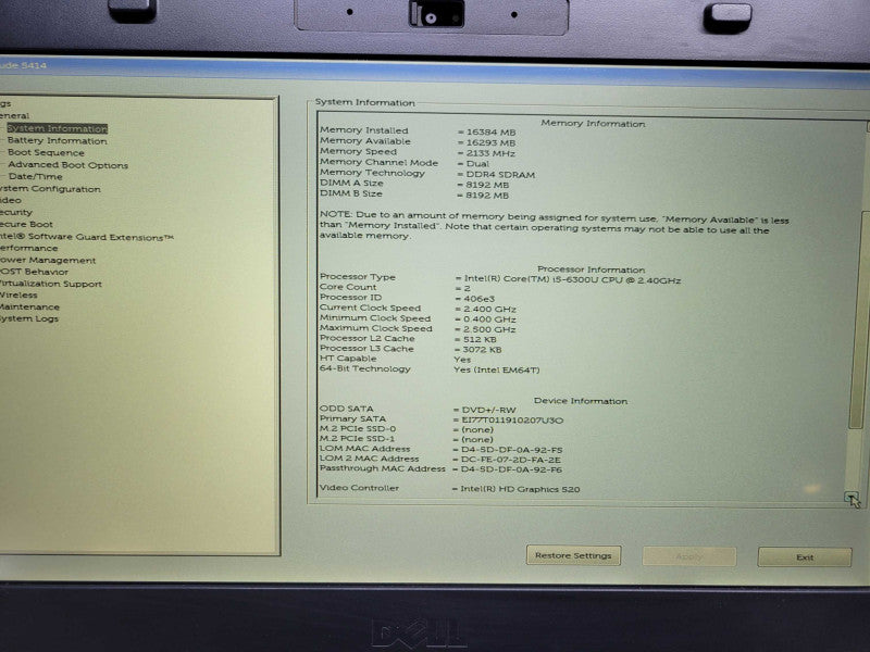 Dell Latitude 5414 - Core i5-6300U | 16GB | 512GB SSD | PWR ADPTR %