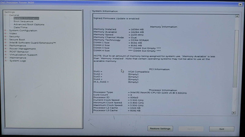 Dell precision T3620 Xeon 3-1245 V5 @ 3.50ghz / 16gb ram / Quadro M2000 GPU #