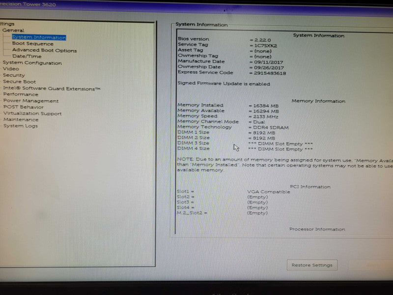Dell Precision T3620 Xeon E3-1245v5 3.5GHz 16GB DDR4, No HDD/GPU Q_